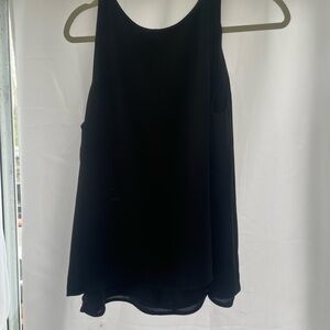 Sleeveless Black Women's Tank Top - Classic Layered Hem Double Lined Large